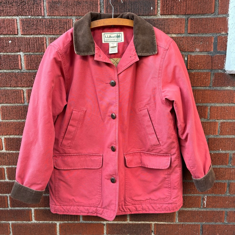 Vintage LL Bean pink barn chore jacket coat parka size L